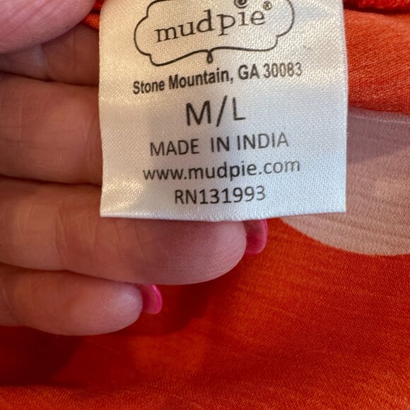 Women's MUD PIE Maxi Tie at Neck Orange PolkaDot Satin Crepe M/L NWOT - Picture 6 of 9